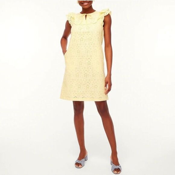 J Crew NWT Yellow Eyelet Dress - Picture 1 of 13